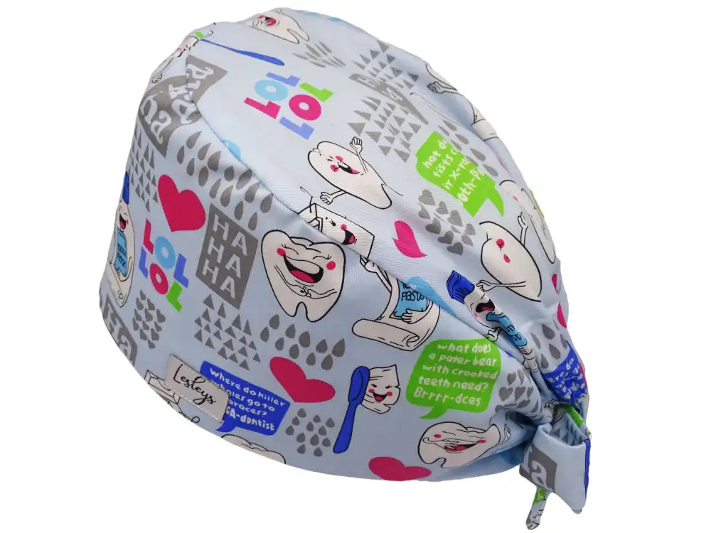 Bandana Stoff OP-Haube Spaßzahne für kurze Haare aus Baumwolle - Lesleys