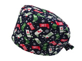 Lesleys OP-Haube für lange Haare Weihnachtsstrümpfe - Stoff OP-Haube aus 100% Baumwolle
