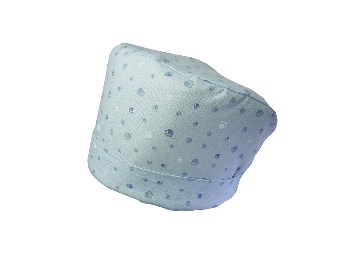 Stoff OP Haube Patschepfötchen (Blau) (100% Baumwolle) - Lesleys OP-Hauben