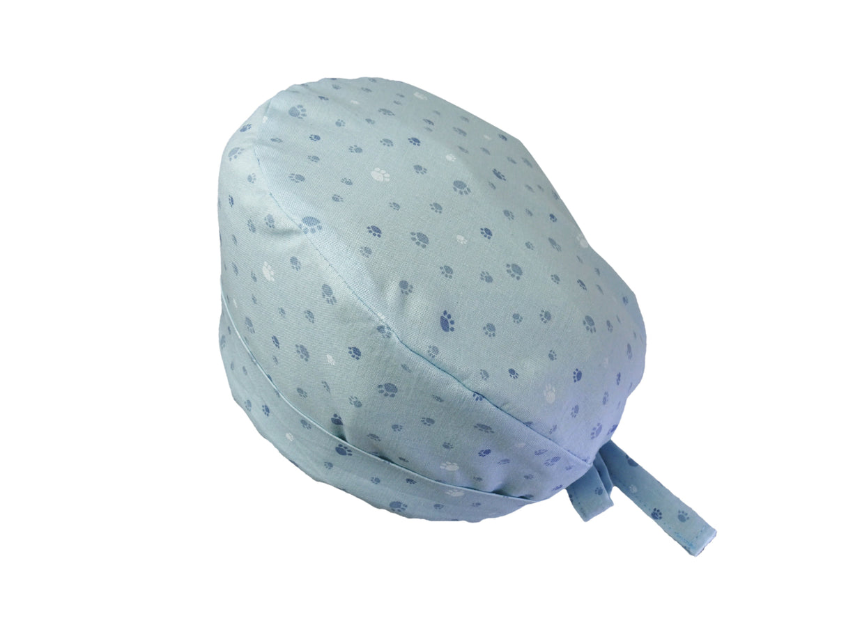 Stoff OP Haube Patschepfötchen (Blau) (100% Baumwolle) - Lesleys OP-Hauben