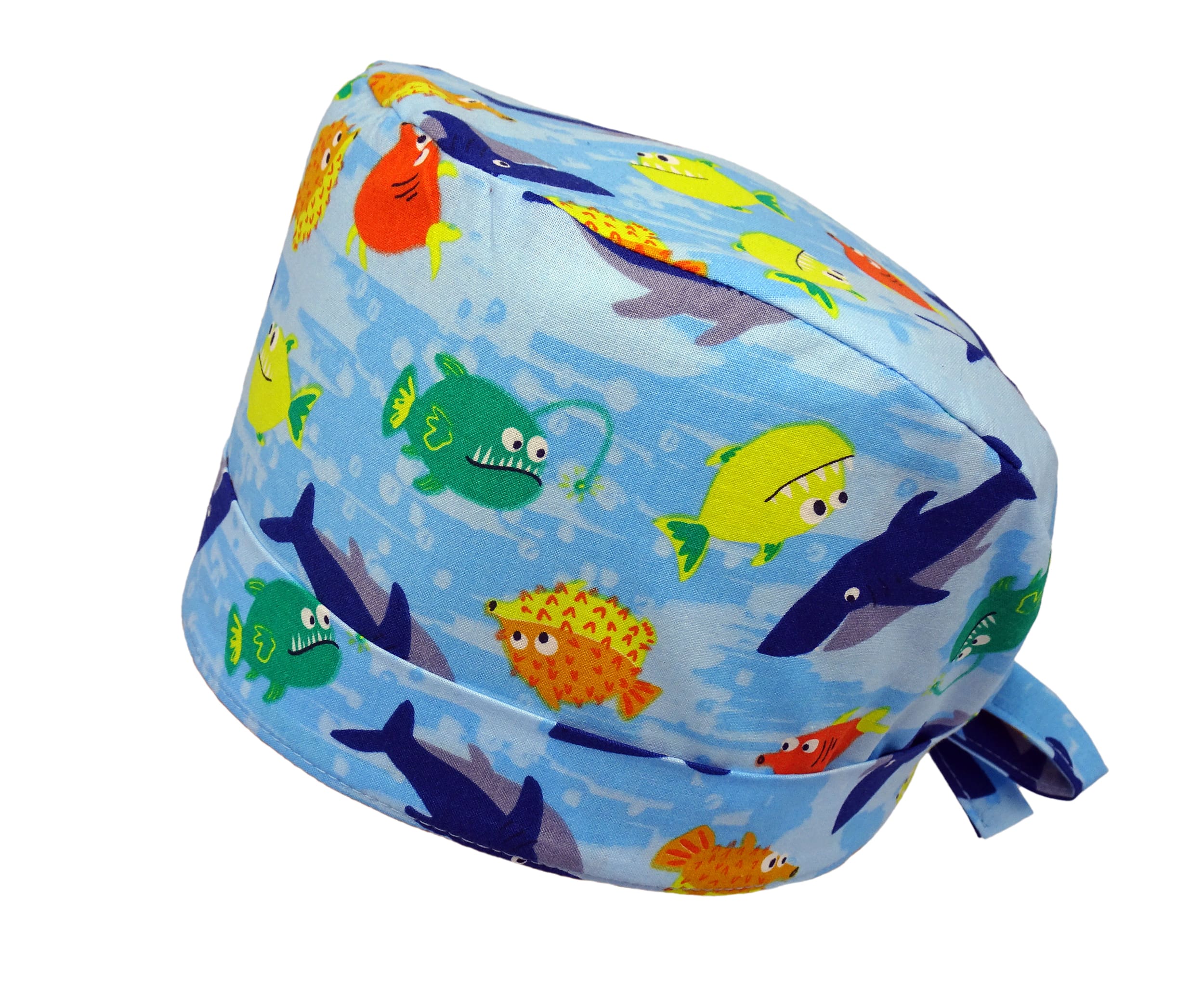 Lesleys OP-Haube für lange Haare under the sea - Stoff OP-Haube aus 100% Baumwolle
