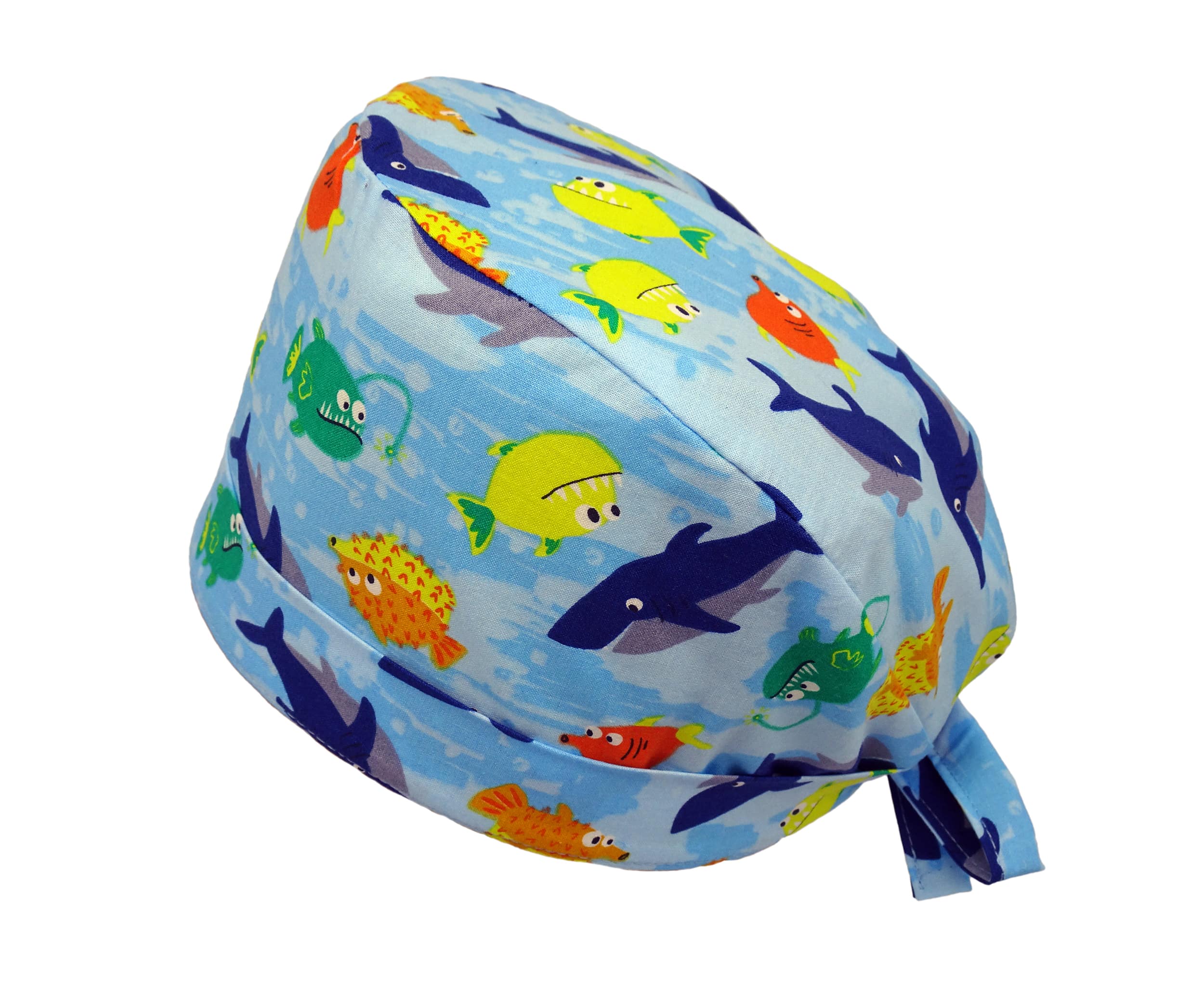 Lesleys OP-Haube für lange Haare under the sea - Stoff OP-Haube aus 100% Baumwolle