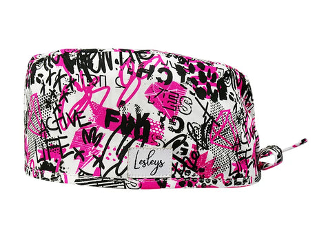 Stoff OP Haube aus Baumwolle Pink Glamour. Bunte OP Muetze fuer Damen und Herren