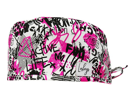 Stoff OP Haube aus Baumwolle Pink Glamour. Bunte OP Muetze fuer Damen und Herren