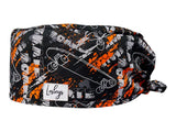 Stoff OP Haube aus Baumwolle skateboard. Bunte OP Muetze fuer Damen und Herren