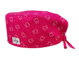 Stoff OP Haube aus Baumwolle Pinke Zähne. Bunte OP Mütze für Damen und Herren