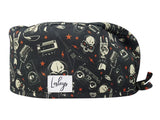 Stoff OP Haube aus Baumwolle Heavy Metal. Bunte OP Muetze fuer Damen und Herren