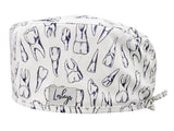 Stoff OP Haube aus Baumwolle Dents. Bunte OP Muetze fuer Damen und Herren