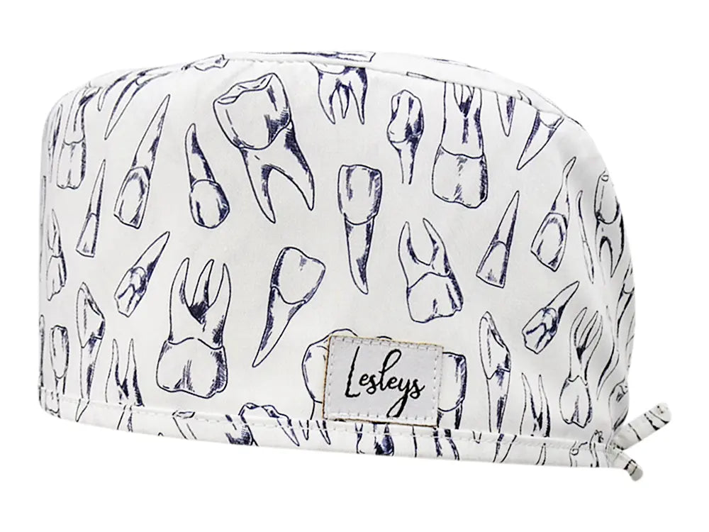 Stoff OP Haube aus Baumwolle Dents. Bunte OP Muetze fuer Damen und Herren