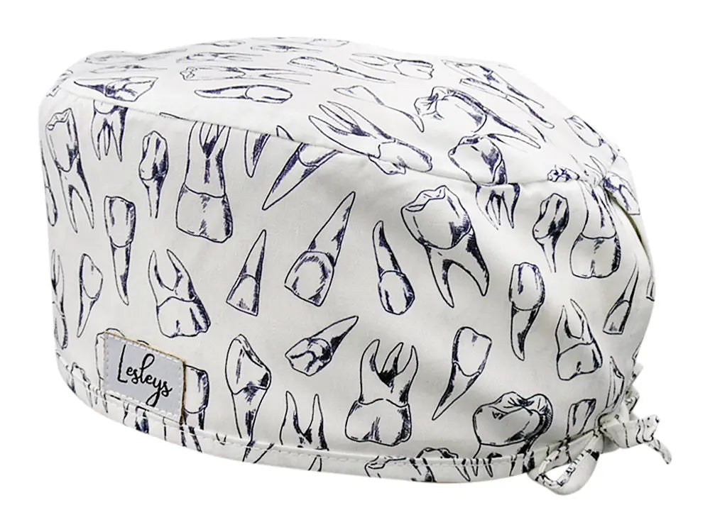 Stoff OP Haube aus Baumwolle Dents. Bunte OP Muetze fuer Damen und Herren