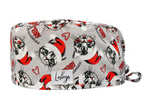 Stoff OP Haube aus Baumwolle Christmas Cats. Bunte OP Muetze fuer Damen und Herren