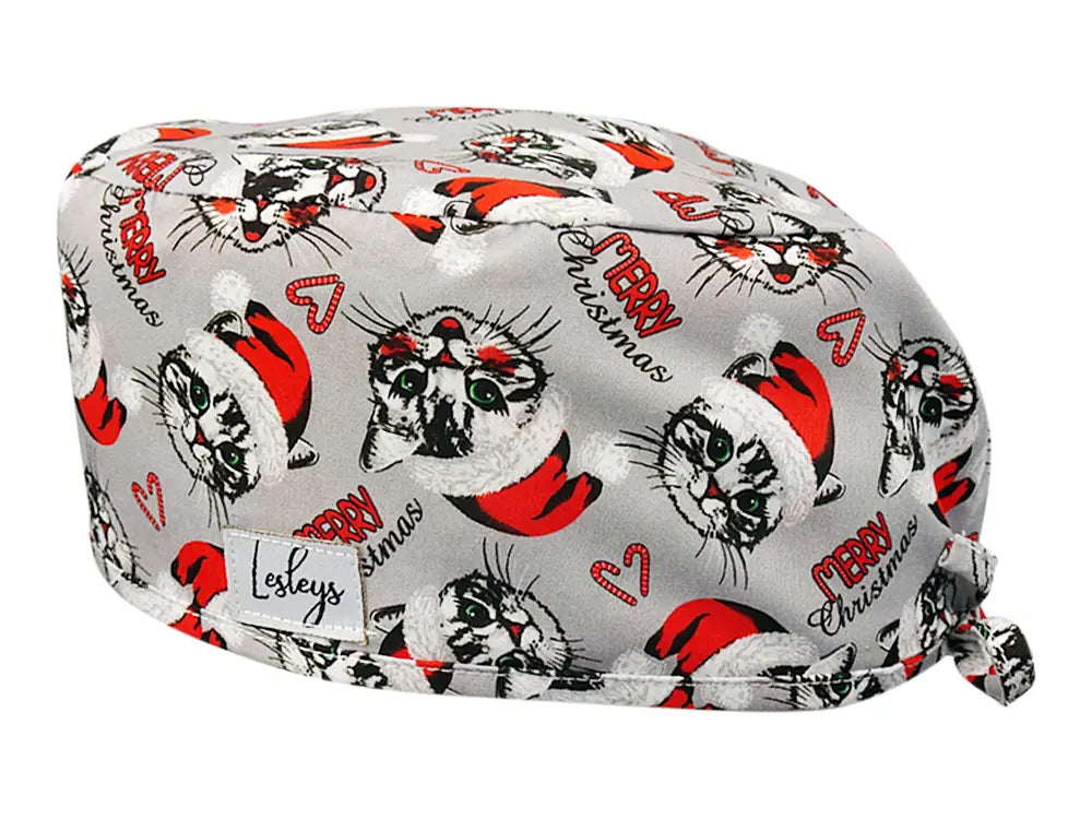 Stoff OP Haube aus Baumwolle Christmas Cats. Bunte OP Muetze fuer Damen und Herren