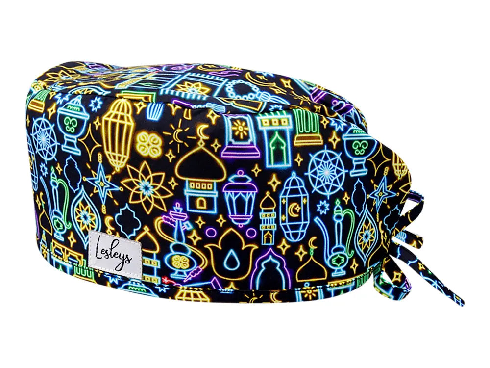 Stoff OP Haube aus Baumwolle Orient. Bunte OP Muetze fuer Damen und Herren
