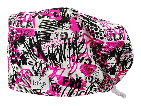 Stoff OP Haube aus Baumwolle Pink Glamour. Bunte OP Mütze für Damen und Herren