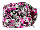 Stoff OP Haube aus Baumwolle Pink Glamour. Bunte OP Mütze für Damen und Herren