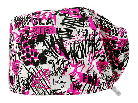 Stoff OP Haube aus Baumwolle Pink Glamour. Bunte OP Mütze für Damen und Herren