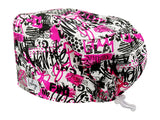 Stoff OP Haube aus Baumwolle Pink Glamour. Bunte OP Mütze für Damen und Herren