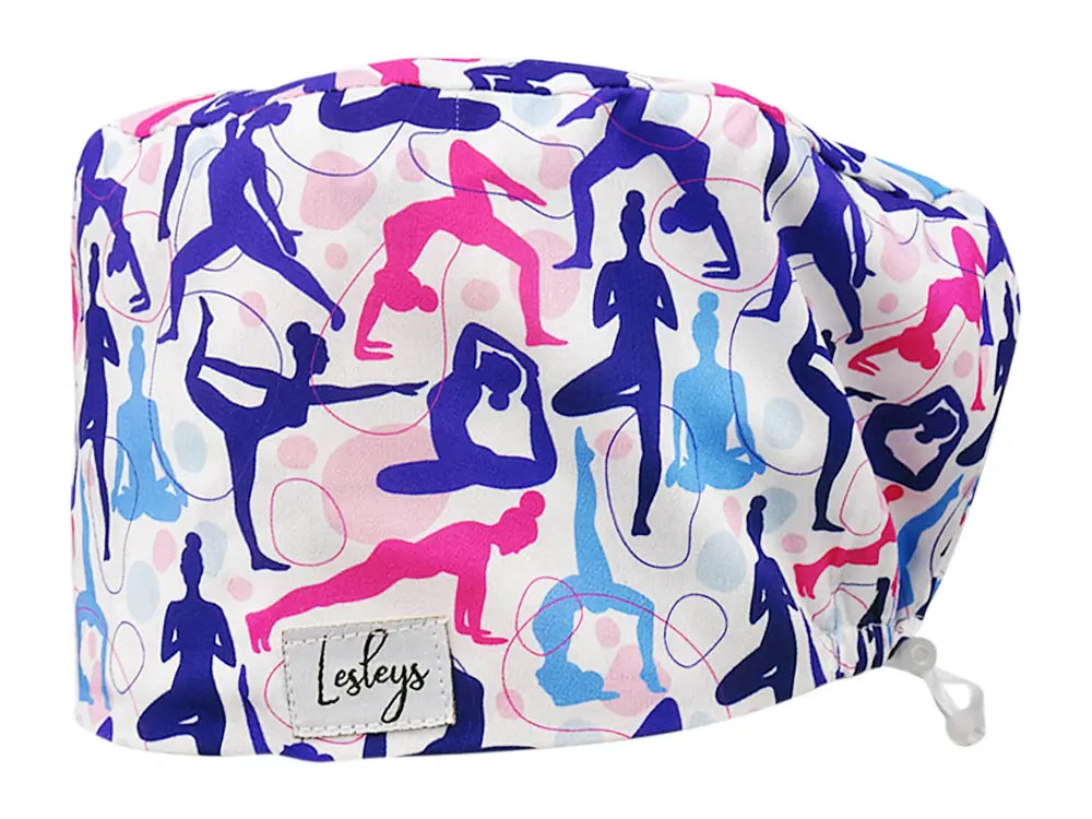 Stoff OP Haube aus Baumwolle Yoga. Bunte OP Muetze fuer Damen und Herren