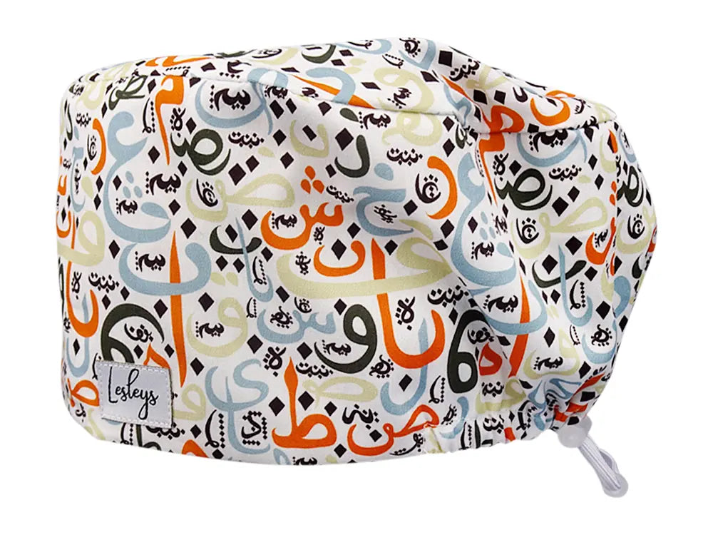 Stoff OP Haube aus Baumwolle Arabisch. Bunte OP Muetze fuer Damen und Herren