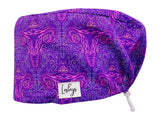 Stoff OP Haube aus Baumwolle Purple Uterus. Bunte OP Muetze fuer Damen und Herren