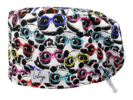 Stoff OP Haube aus Baumwolle cool panda. Bunte OP Muetze fuer Damen und Herren