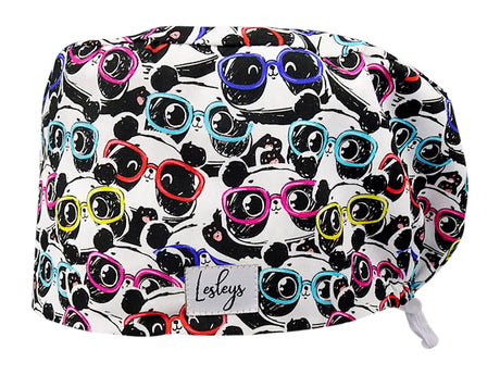 Stoff OP Haube aus Baumwolle cool panda. Bunte OP Muetze fuer Damen und Herren