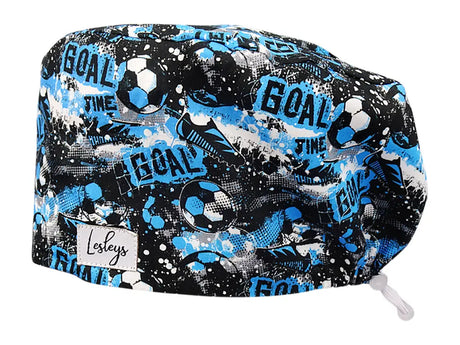 Stoff OP Haube aus Baumwolle Golden Goal. Bunte OP Muetze fuer Damen und Herren