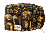 Stoff OP Haube aus Baumwolle Craft Beer. Bunte OP Muetze fuer Damen und Herren