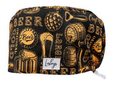 Stoff OP Haube aus Baumwolle Craft Beer. Bunte OP Muetze fuer Damen und Herren