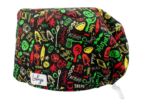 Stoff OP Haube aus Baumwolle turkish delight. Bunte OP Muetze fuer Damen und Herren