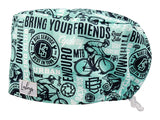 Stoff OP Haube aus Baumwolle Cyclery. Bunte OP Muetze fuer Damen und Herren
