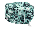 Stoff OP Haube aus Baumwolle Cyclery. Bunte OP Muetze fuer Damen und Herren