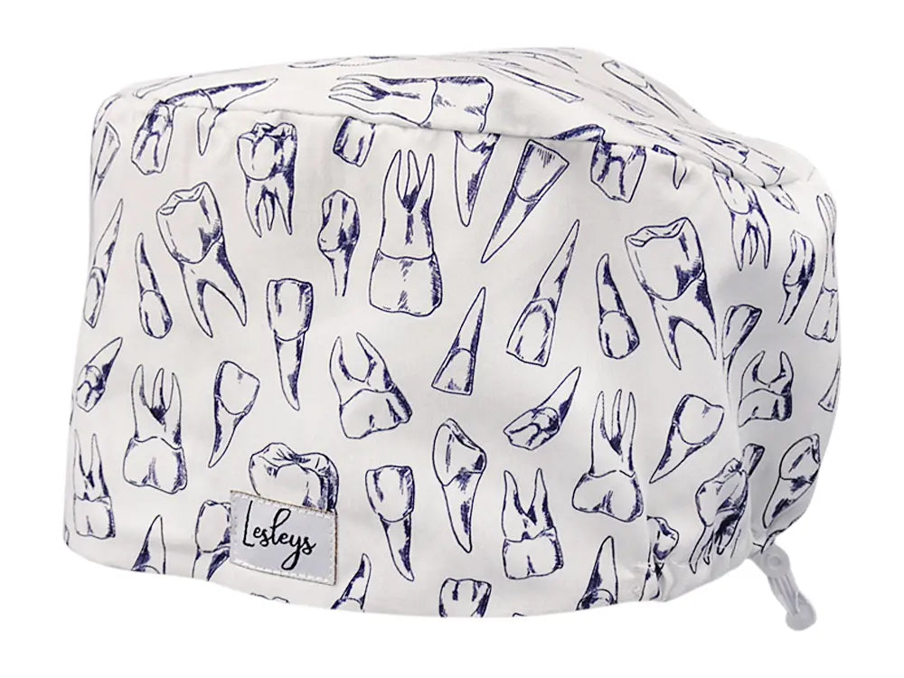 Stoff OP Haube aus Baumwolle Dents. Bunte OP Muetze fuer Damen und Herren