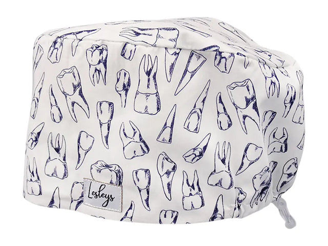 Stoff OP Haube aus Baumwolle Dents. Bunte OP Muetze fuer Damen und Herren