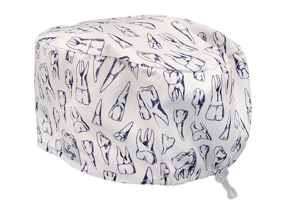Stoff OP Haube aus Baumwolle Dents. Bunte OP Muetze fuer Damen und Herren
