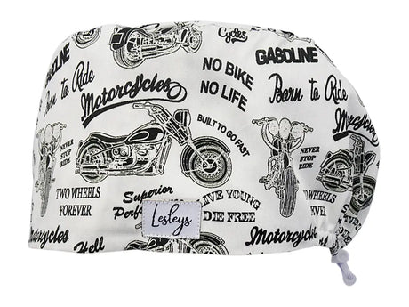 Stoff OP Haube aus Baumwolle Born to ride. Bunte OP Muetze fuer Damen und Herren