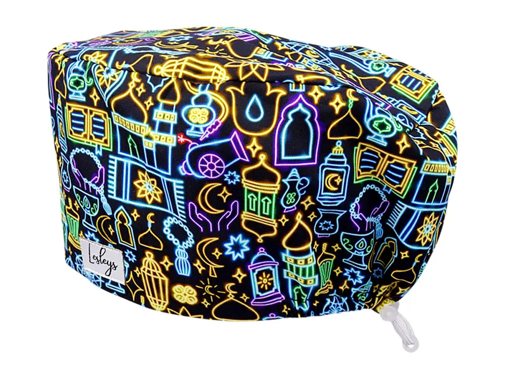 Stoff OP Haube aus Baumwolle Orient. Bunte OP Muetze fuer Damen und Herren
