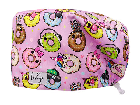 Stoff OP Haube aus Baumwolle sweet donuts. Bunte OP Mütze für Damen und Herren