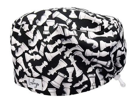 Stoff OP Haube aus Baumwolle Schach. Bunte OP Muetze fuer Damen und Herren