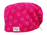 Stoff OP Haube aus Baumwolle Pinke Zähne. Bunte OP Muetze fuer Damen und Herren