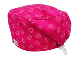 Stoff OP Haube aus Baumwolle Pinke Zähne. Bunte OP Muetze fuer Damen und Herren