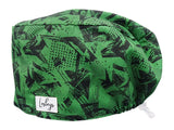 Stoff OP Haube aus Baumwolle Green River. Bunte OP Muetze fuer Damen und Herren