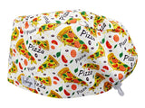 Stoff OP Haube aus Baumwolle Pizza. Bunte OP Muetze fuer Damen und Herren