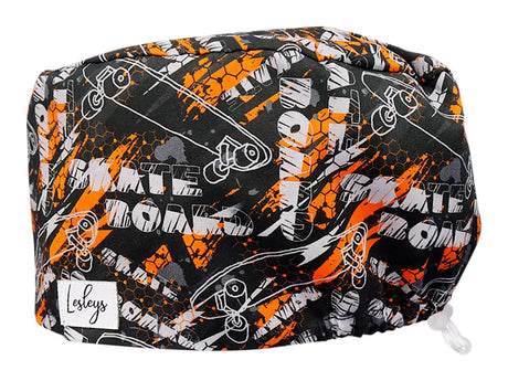 Stoff OP Haube aus Baumwolle skateboard. Bunte OP Muetze fuer Damen und Herren
