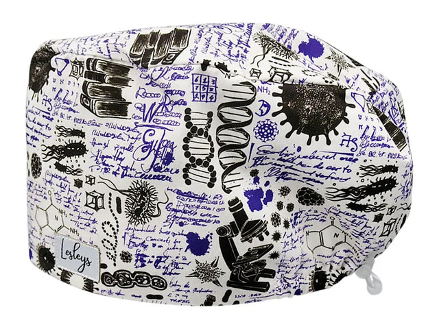 Stoff OP Haube aus Baumwolle Labor Notiz. Bunte OP Muetze fuer Damen und Herren