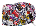 Stoff OP Haube aus Baumwolle College. Bunte OP Muetze fuer Damen und Herren