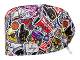 Stoff OP Haube aus Baumwolle College. Bunte OP Muetze fuer Damen und Herren