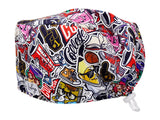Stoff OP Haube aus Baumwolle College. Bunte OP Muetze fuer Damen und Herren