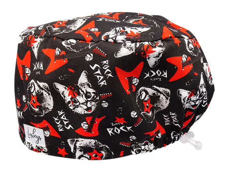 Stoff OP Haube aus Baumwolle Rockstar Pets. Bunte OP Muetze fuer Damen und Herren