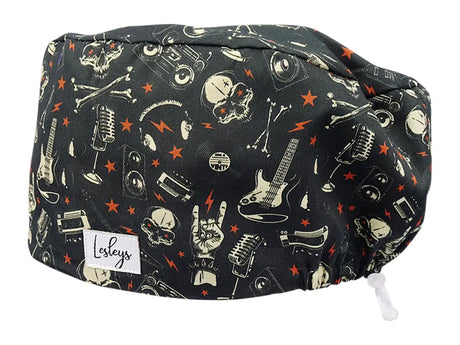 Stoff OP Haube aus Baumwolle Heavy Metal. Bunte OP Mütze für Damen und Herren